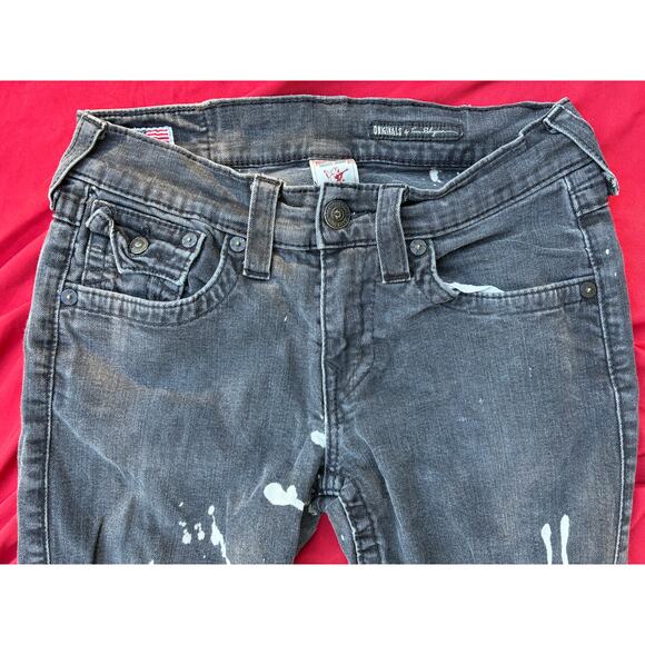 True Religion Black Bleached Design Men's Jeans Size 30 Waist - Made in the USA - Picture 4 of 13